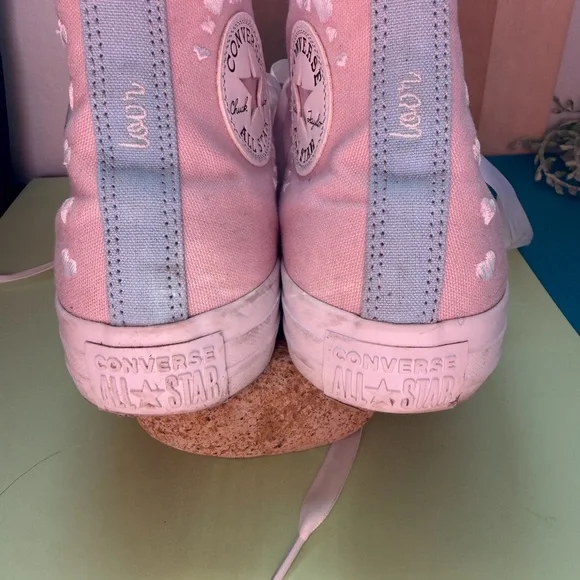 Converse All Stars Light Pink & Blue High-Top Sneakers - Picture 7 of 15